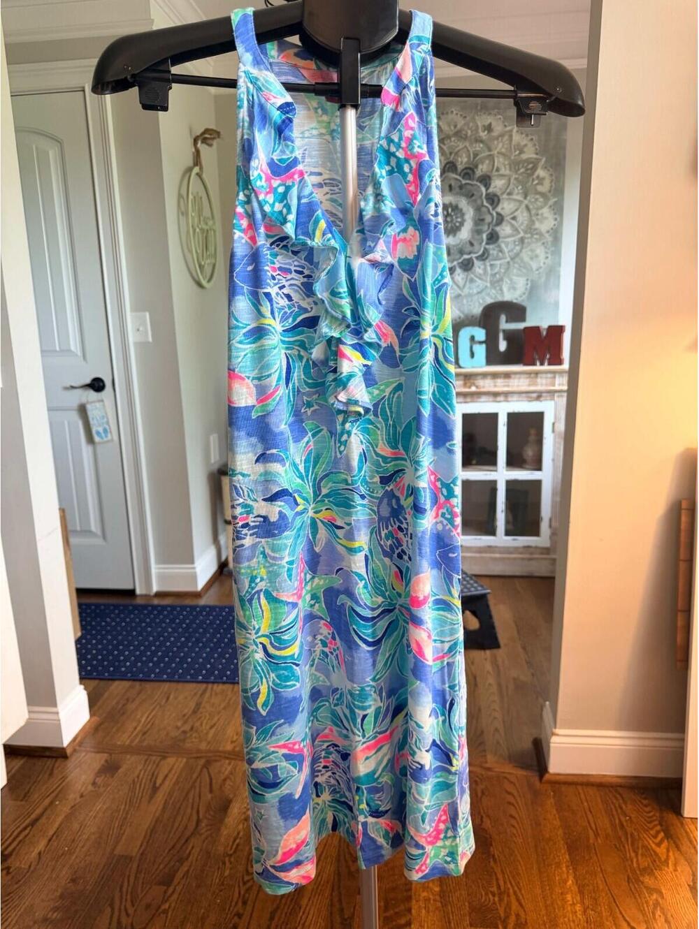 Lilly Pulitzer Shay Dress Bennett Blue Celestial Seas Sleeveless Women's XS
